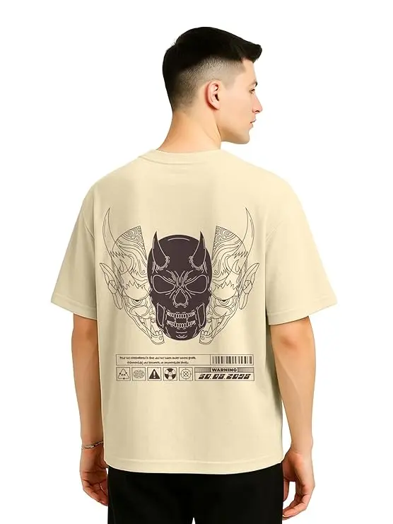 Veirdo® Cotton Drop Shoulder Round Neck Oversized Baggy Fit Front & Back Graphic Printed Half Sleeve T-Shirt Men (Available in from S to 2XL)