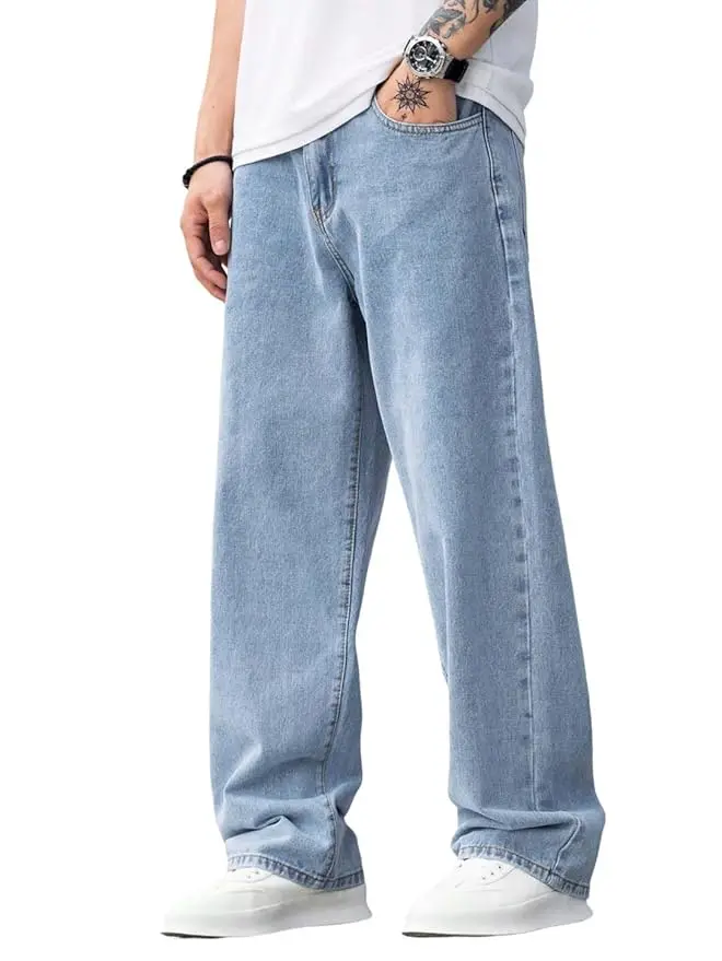KOTTY Men's Solid Regular Fit Mid Distressed Fashionable Trendy Denim Jeans(Blue,32